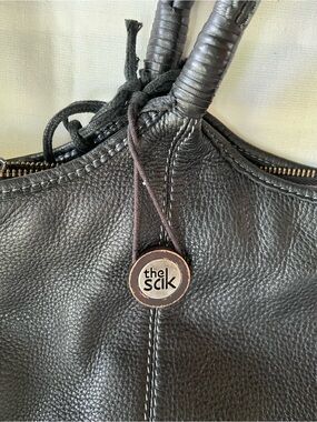 The Sak Black Pebbled Leather Tote with Wrap Handles
